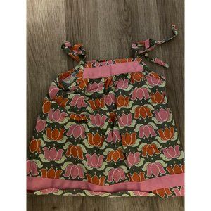 Hanna Andersson Pillowcase Dress Elm 3-6 Months 60 CM Green Pink Floral Print